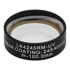 LK4245RM-UV - f= -100.0 mm, Ø1in, UVFS Mounted Plano-Concave Round Cyl Lens, ARC: 245 - 400 nm