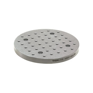 MBR150U/M - Unanodized, Circular, Aluminum Breadboard, Ø149.0 mm x 12.7 mm, M6 Double-Density Taps