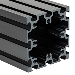XE75L20 - 75 mm Square Construction Rail, 20in Long, 1/4in-20 Taps