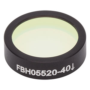 FBH05520-40 - Hard-Coated Bandpass Filter, Ø12.5 mm, CWL = 520 nm, FWHM = 40 nm