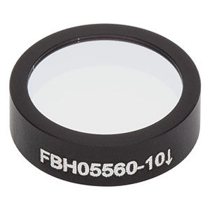 FBH05560-10 - Hard-Coated Bandpass Filter, Ø12.5 mm, CWL = 560 nm, FWHM = 10 nm