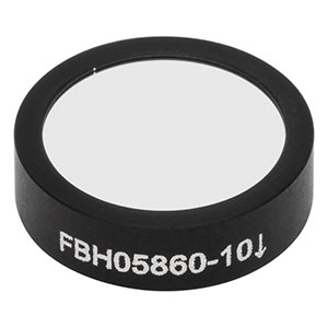 FBH05860-10 - Hard-Coated Bandpass Filter, Ø12.5 mm, CWL = 860 nm, FWHM = 10 nm