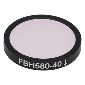 FBH580-40 - Hard-Coated Bandpass Filter, Ø25 mm, CWL = 580 nm, FWHM = 40 nm
