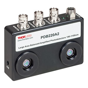 PDB220A2 - Free-Space Balanced Photodetector, UV-Enhanced Si, 4.1 mm Active Diameter, 190-1100 nm, 8-32 Taps