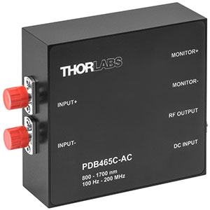 PDB465C-AC - Fixed Gain Balanced Amp. Photodetector, 200 MHz, InGaAs, 800 - 1700 nm, AC Coupled