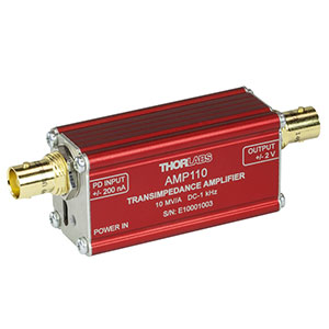 AMP110 - Transimpedance Amplifier, 1 kHz Bandwidth, 10 MV/A Gain
