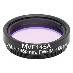 MVF145A - Mounted Machine Vision Bandpass Filter, M27 x 0.5 External Threads, CWL = 1450 nm, FWHM = 60 nm