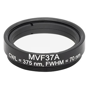 MVF37A - Mounted Machine Vision Bandpass Filter, M27 x 0.5 External Threads, CWL = 375 nm, FWHM = 70 nm