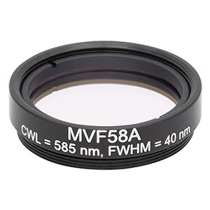 MVF58A - Mounted Machine Vision Bandpass Filter, M27 x 0.5 External Threads, CWL = 585 nm, FWHM = 40 nm