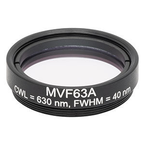 MVF63A - Mounted Machine Vision Bandpass Filter, M27 x 0.5 External Threads, CWL = 630 nm, FWHM = 40 nm