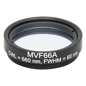 MVF66A - Mounted Machine Vision Bandpass Filter, M27 x 0.5 External Threads, CWL = 660 nm, FWHM = 60 nm