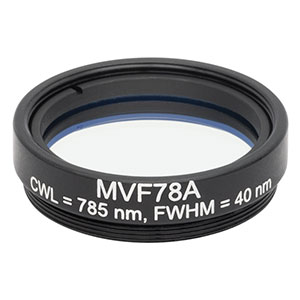 MVF78A - Mounted Machine Vision Bandpass Filter, M27 x 0.5 External Threads, CWL = 785 nm, FWHM = 40 nm