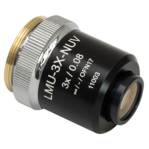 LMU-3X-NUV - MicroSpot Focusing Objective, 3X, 325 - 500 nm, NA = 0.08