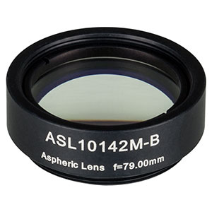 ASL10142M-B - Ø1in Aspheric Lens, SM1 Mounted, f = 79.0 mm, NA = 0.143, AR Coated: 650 - 1050 nm
