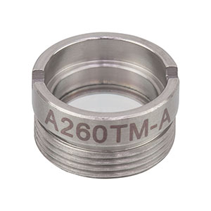 A260TM-A - f = 15.29 mm, NA = 0.16, WD = 13.84 mm, Mounted Asphere, ARC: 350 - 700 nm