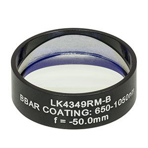 LK4349RM-B - f= -50.0 mm, Ø1in, UVFS Mounted Plano-Concave Round Cyl Lens, ARC: 650 - 1050 nm