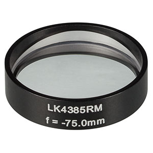 LK4385RM -  f= -75.0 mm, Ø1in, UVFS Mounted Plano-Concave Round Cyl Lens 