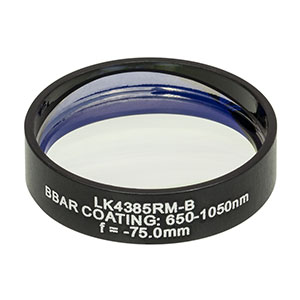 LK4385RM-B - f= -75.0 mm, Ø1in, UVFS Mounted Plano-Concave Round Cyl Lens, ARC: 650 - 1050 nm