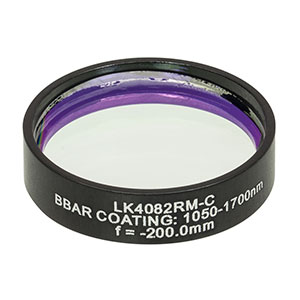LK4082RM-C - f= -200.0 mm, Ø1in, UVFS Mounted Plano-Concave Round Cyl Lens, ARC: 1050 - 1700 nm
