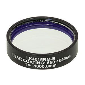 LK4015RM-B - f= -1000.0 mm, Ø1in, UVFS Mounted Plano-Concave Round Cyl Lens, ARC: 650 - 1050 nm