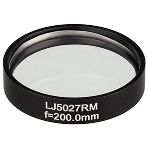 LJ5027RM - Ø1in Mounted Plano-Convex CaF<sub>2</sub> Cylindrical Lens, f = 200.0 mm, Uncoated