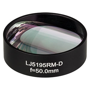 LJ5195RM-D - Ø1in Mounted Plano-Convex CaF<sub>2</sub> Cylindrical Lens, f = 50.0 mm, ARC: 1.65 - 3.0 µm