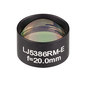LJ5386RM-E - Ø1/2in Mounted Plano-Convex CaF<sub>2</sub> Cylindrical Lens, f = 20.0 mm, ARC: 2 - 5 µm 