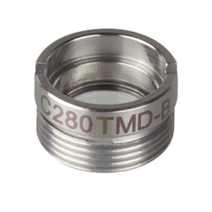 C280TMD-B - f = 18.40 mm, NA = 0.15, WD = 15.856 mm, Mounted Aspheric Lens, ARC: 600 - 1050 nm