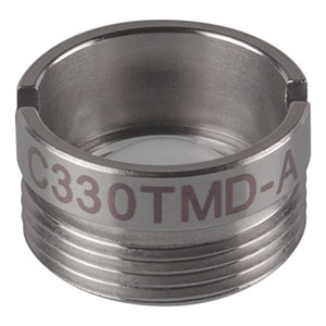 C330TMD-A - f = 3.1 mm, NA = 0.7, WD = 1.8 mm, Mounted Aspheric Lens, ARC: 350 - 700 nm