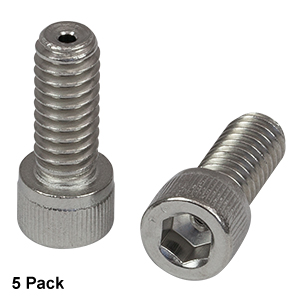 SH25S063V - 1/4in-20 Vacuum-Compatible Vented Cap Screw, 316 Stainless Steel, 5/8in Long, 5 Pack