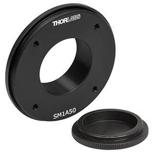 SM1A50 - Leica DMI Microscope Camera Port Adapter, Internal SM1 Threads, External SM2 Threads, 30 mm Cage Compatibility 