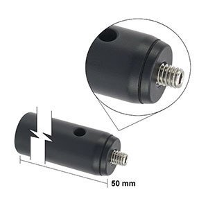 TRA50/M - Ø12.7 mm Aluminum Post, M4 Setscrew, M6 Tap, L = 50 mm