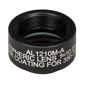 AL1210M-A - Ø12.5 mm S-LAH64 Mounted Aspheric Lens, f=10 mm, NA=0.55, ARC: 350-700 nm