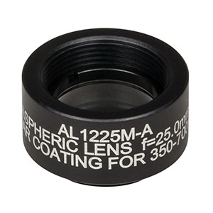 AL1225M-A - Ø12.5 mm N-BK7 Mounted Aspheric Lens, f=25 mm, NA=0.23, ARC: 350-700 nm