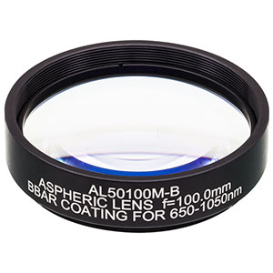 AL50100M-B - Ø50 mm N-BK7 Mounted Aspheric Lens, f=100 mm, NA=0.24, ARC: 650-1050 nm