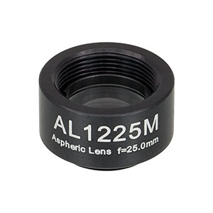 AL1225M - Ø12.5 mm N-BK7 Mounted Aspheric Lens, f=25 mm, NA=0.23, Uncoated
