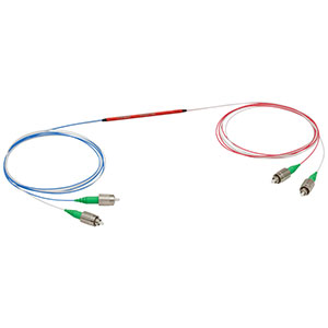 TW1064R1A2A - 2x2 Wideband Fiber Optic Coupler, 1064 ± 100 nm, 0.14 NA, 99:1 Split, FC/APC Connectors