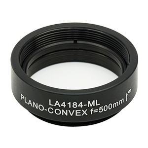 LA4184-ML - Ø1in UVFS Plano-Convex Lens, SM1-Threaded Mount, f = 500.0 mm, Uncoated