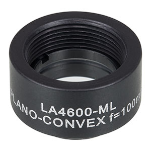 LA4600-ML - Ø1/2in UVFS Plano-Convex Lens, SM05-Threaded Mount, f = 100.0 mm, Uncoated