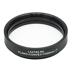 LA4782-ML - Ø2in UVFS Plano-Convex Lens, SM2-Threaded Mount, f = 500.0 mm, Uncoated