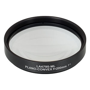 LA4795-ML - Ø75 mm UVFS Plano-Convex Lens, SM3-Threaded Mount, f = 200.0 mm, Uncoated