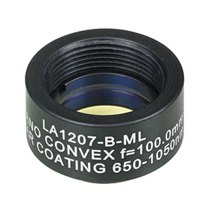 LA1207-B-ML - Ø1/2in N-BK7 Plano-Convex Lens, SM05-Threaded Mount, f = 100 mm, ARC: 650-1050 nm