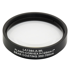 LA1384-A-ML - Ø2in N-BK7 Plano-Convex Lens, SM2-Threaded Mount, f = 125 mm, ARC: 350-700 nm