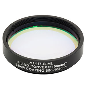 LA1417-B-ML - Ø2in N-BK7 Plano-Convex Lens, SM2-Threaded Mount, f = 150 mm, ARC: 650-1050 nm