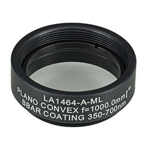 LA1464-A-ML - Ø1in N-BK7 Plano-Convex Lens, SM1-Threaded Mount, f = 1000 mm, ARC: 350-700 nm