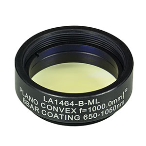 LA1464-B-ML - Ø1in N-BK7 Plano-Convex Lens, SM1-Threaded Mount, f = 1000 mm, ARC: 650-1050 nm