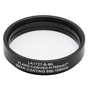 LA1727-B-ML - Ø2in N-BK7 Plano-Convex Lens, SM2-Threaded Mount, f = 750 mm, ARC: 650-1050 nm