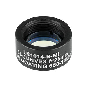 LB1014-B-ML - Mounted N-BK7 Bi-Convex Lens, Ø1/2in, f = 25.0 mm, ARC: 650-1050 nm