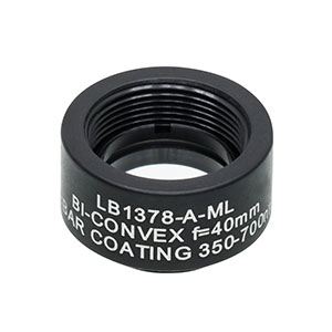 LB1378-A-ML - Mounted N-BK7 Bi-Convex Lens, Ø1/2in, f = 40.0 mm, ARC: 350-700 nm