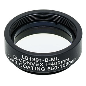 LB1391-B-ML - Mounted N-BK7 Bi-Convex Lens, Ø1in, f = 400.0 mm, ARC: 650-1050 nm